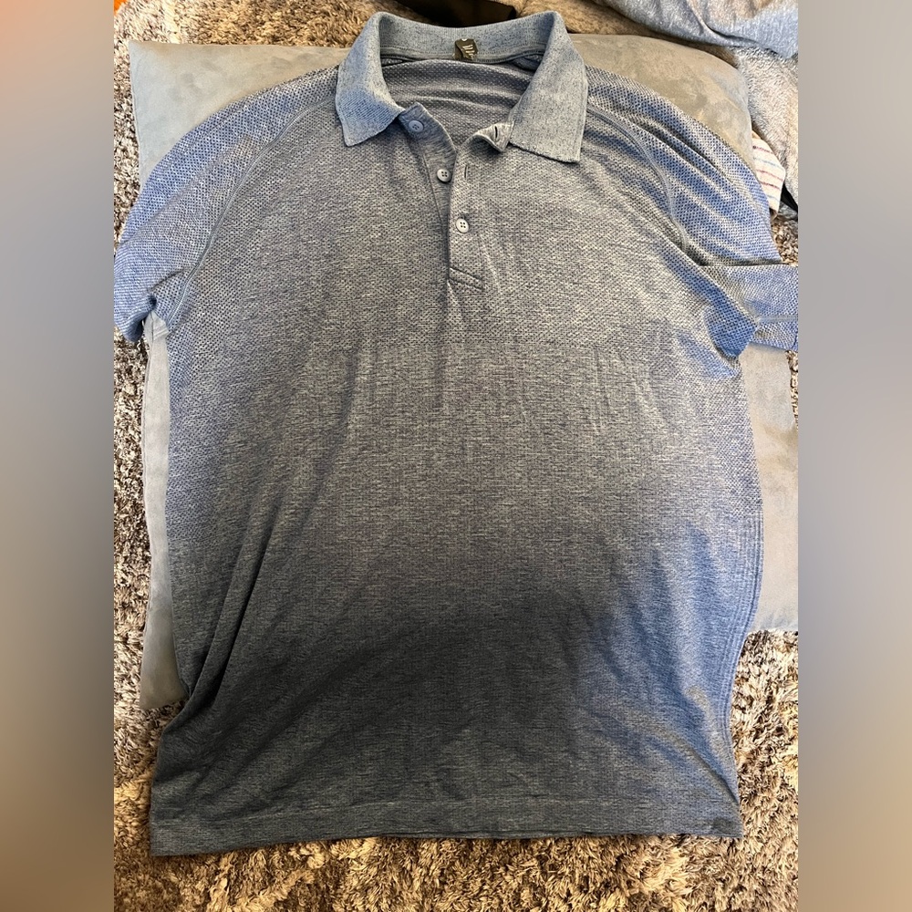 Lululemon Metal Vent Tech Polo Men's Heather Blue Gray Polo Shirt Size Large